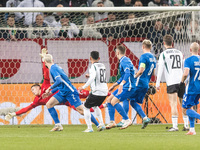 Fedor Lapoukhov , Vadim Pigas , Luquinhas , goal during UEFA Conference League match Legia Warsaw vs Dinamo Minsk in Warsaw Poland on 7 Nove...