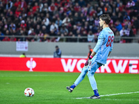 Konstantinos Tzolakis of Olympiacos FC plays during the Europa League Matchday 4 match between Olympiacos FC and Rangers at Georgios Karaisk...