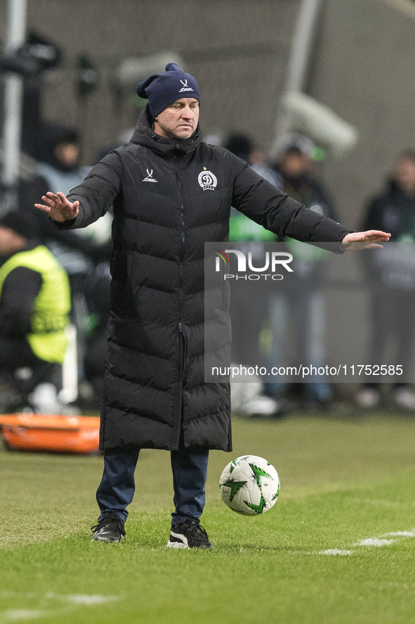 Coach Vadim Skripchenko  during UEFA Conference League match Legia Warsaw vs Dinamo Minsk in Warsaw Poland on 7 November 2024. 