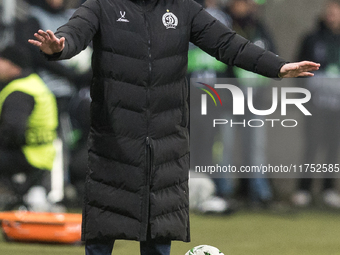 Coach Vadim Skripchenko  during UEFA Conference League match Legia Warsaw vs Dinamo Minsk in Warsaw Poland on 7 November 2024. (