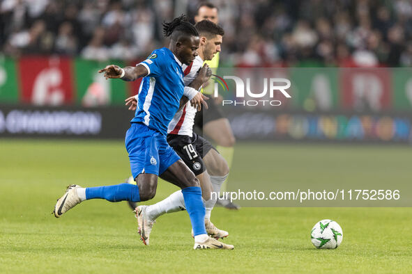 Stephen Alfred , Ruben Vinagre  during UEFA Conference League match Legia Warsaw vs Dinamo Minsk in Warsaw Poland on 7 November 2024. 