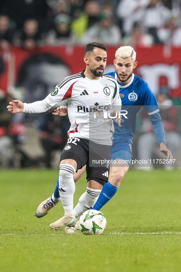 Luquinhas , Vadim Pigas  during UEFA Conference League match Legia Warsaw vs Dinamo Minsk in Warsaw Poland on 7 November 2024. 