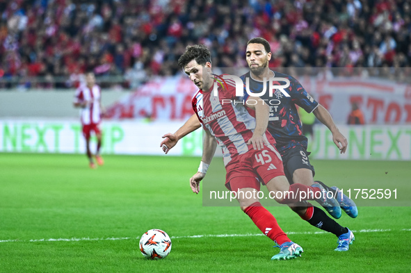 Panagiotis Retsos of Olympiacos FC plays during the Europa League, Matchday 4 match between Olympiacos FC and Rangers at Georgios Karaiskaki...