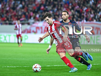 Panagiotis Retsos of Olympiacos FC plays during the Europa League, Matchday 4 match between Olympiacos FC and Rangers at Georgios Karaiskaki...