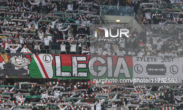 Legia fans during UEFA Conference League match Legia Warsaw vs Dinamo Minsk in Warsaw Poland on 7 November 2024. 