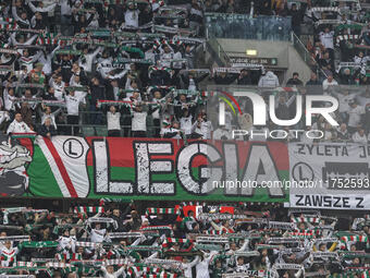 Legia fans during UEFA Conference League match Legia Warsaw vs Dinamo Minsk in Warsaw Poland on 7 November 2024. (