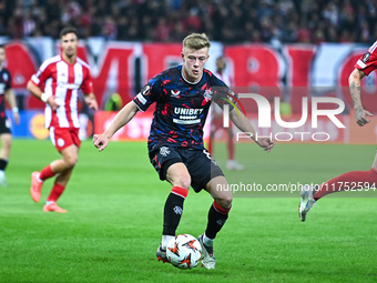 Connor Barron of Rangers plays during the Europa League, Matchday 4 match between Olympiacos FC and Rangers at Georgios Karaiskakis Stadium...