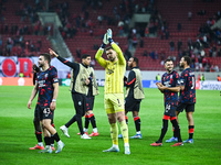 Players of Rangers celebrate with fans during the Europa League, Matchday 4 match between Olympiacos FC and Rangers at Georgios Karaiskakis...