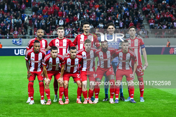 Players of Olympiacos FC participate in the Europa League, Matchday 4 match between Olympiacos FC and Rangers at Georgios Karaiskakis Stadiu...