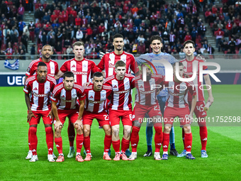 Players of Olympiacos FC participate in the Europa League, Matchday 4 match between Olympiacos FC and Rangers at Georgios Karaiskakis Stadiu...