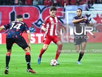 Panagiotis Retsos of Olympiacos FC plays during the Europa League, Matchday 4 match between Olympiacos FC and Rangers at Georgios Karaiskaki...