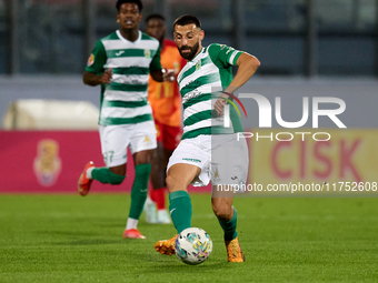 Dunstan Vella, captain of Floriana, is in action during the Malta 360 Sports Premier League soccer match between Birkirkara and Floriana at...