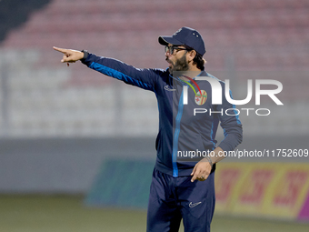 In Ta' Qali, Malta, on November 7, 2024, Stefano De Angelis, head coach of Birkirkara, reacts during the Malta 360 Sports Premier League soc...