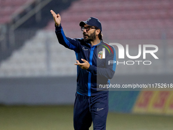 In Ta' Qali, Malta, on November 7, 2024, Stefano De Angelis, head coach of Birkirkara, reacts during the Malta 360 Sports Premier League soc...