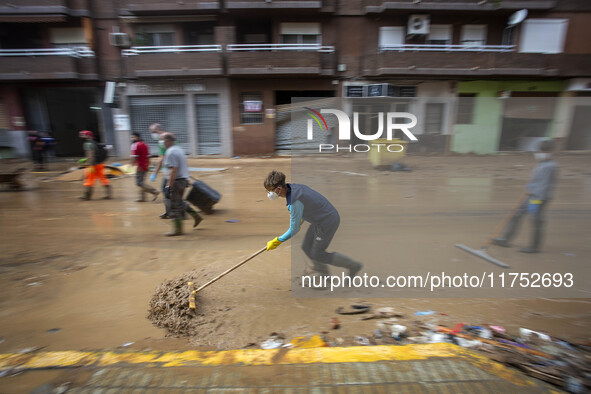 Flooding follows storm DANA in the Valencia town of Paiporta, Spain, on November 7, 2024. 