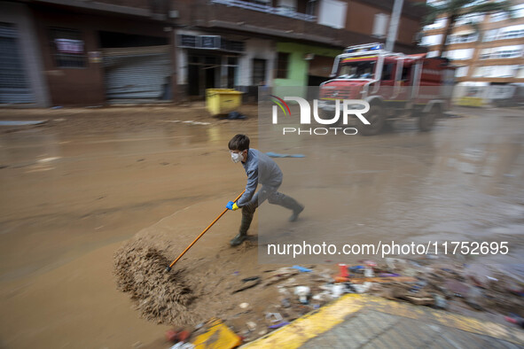 Flooding follows storm DANA in the Valencia town of Paiporta, Spain, on November 7, 2024. 