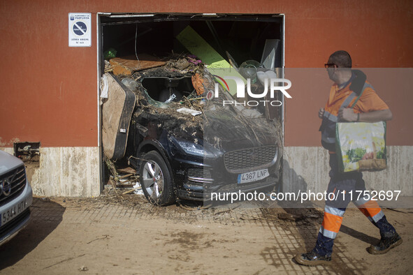 Flooding follows storm DANA in the Valencia town of Paiporta, Spain, on November 7, 2024. 