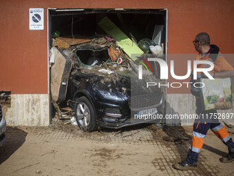 Flooding follows storm DANA in the Valencia town of Paiporta, Spain, on November 7, 2024. (