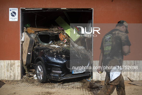 Flooding follows storm DANA in the Valencia town of Paiporta, Spain, on November 7, 2024. 