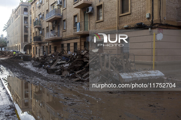 Flooding follows storm DANA in the Valencia town of Paiporta, Spain, on November 7, 2024. 