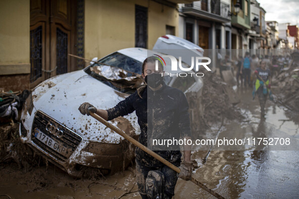 Flooding follows storm DANA in the Valencia town of Paiporta, Spain, on November 7, 2024. 