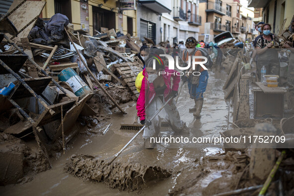 Flooding follows storm DANA in the Valencia town of Paiporta, Spain, on November 7, 2024. 