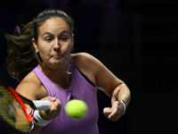 RIYADH, SAUDI ARABIA - NOVEMBER 07: Daria Kasatkina during her match against Iga Swiatek of Poland, on Day 6 of the 2024 WTA Finals, part of...