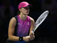 RIYADH, SAUDI ARABIA - NOVEMBER 07: Iga Swiatek of Poland during her match against Daria Kasatkina, on Day 6 of the 2024 WTA Finals, part of...