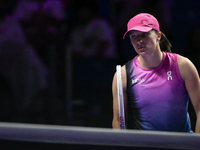 RIYADH, SAUDI ARABIA - NOVEMBER 07: Iga Swiatek of Poland during her match against Daria Kasatkina, on Day 6 of the 2024 WTA Finals, part of...