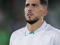 Pablo Fornals of Real Betis poses with a t-shirt supporting the province of Valencia during the UEFA Conference League 2024/25 League Phase...