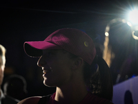 RIYADH, SAUDI ARABIA - NOVEMBER 07: Iga Swiatek of Poland interacts with fans after her victory over Daria Kasatkina on Day 6 of the 2024 WT...