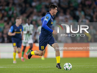 Svit Seslar of NK Celje runs with the ball during the UEFA Conference League 2024/25 League Phase MD3 match between Real Betis and NK Celje...