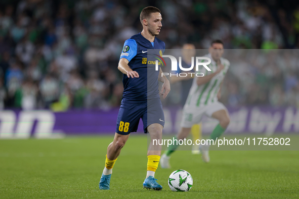 Tamar Svetin of NK Celje runs with the ball during the UEFA Conference League 2024/25 League Phase MD3 match between Real Betis and NK Celje...