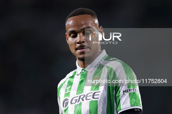 Natan Bernardo de Souza of Real Betis reacts to a missed opportunity during the UEFA Conference League 2024/25 League Phase MD3 match betwee...