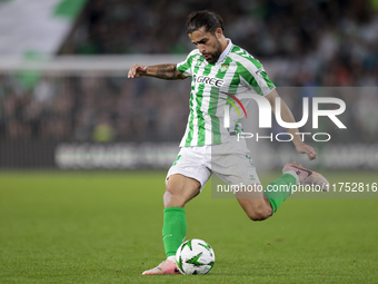 Ricardo Rodriguez of Real Betis makes a center to the area during the UEFA Conference League 2024/25 League Phase MD3 match between Real Bet...