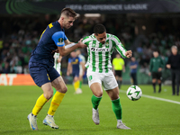 Vitor Roque of Real Betis battles for the ball during the UEFA Conference League 2024/25 League Phase MD3 match between Real Betis and NK Ce...