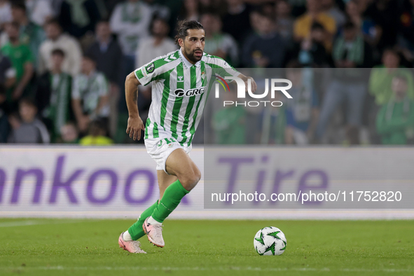 In Seville, Spain, on November 7, 2024, Ricardo Rodriguez of Real Betis runs with the ball during the UEFA Conference League 2024/25 League...