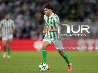 Ez Abde of Real Betis runs with the ball during the UEFA Conference League 2024/25 League Phase MD3 match between Real Betis and NK Celje at...