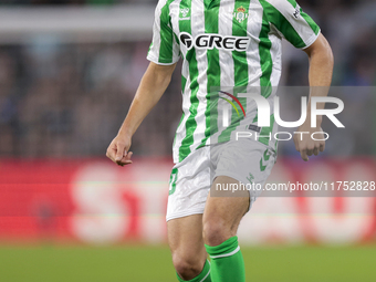 Ez Abde of Real Betis runs with the ball during the UEFA Conference League 2024/25 League Phase MD3 match between Real Betis and NK Celje at...