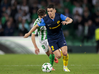 In Seville, Spain, on November 7, 2024, Juanjo Nieto of NK Celje controls the ball during the UEFA Conference League 2024/25 League Phase MD...