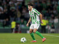 Ez Abde of Real Betis runs with the ball during the UEFA Conference League 2024/25 League Phase MD3 match between Real Betis and NK Celje at...