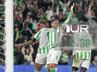 Natan Bernardo de Souza of Real Betis celebrates scoring his team's first goal with his teammates during the UEFA Conference League 2024/25...