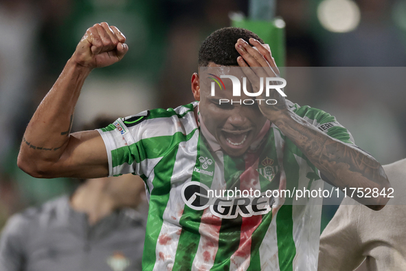 Natan Bernardo de Souza of Real Betis celebrates scoring his team's first goal with his teammates during the UEFA Conference League 2024/25...