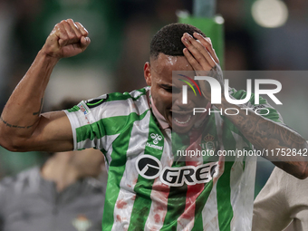 Natan Bernardo de Souza of Real Betis celebrates scoring his team's first goal with his teammates during the UEFA Conference League 2024/25...