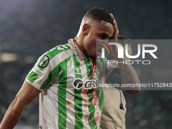 Natan Bernardo de Souza of Real Betis lies injured on the field during the UEFA Conference League 2024/25 League Phase MD3 match between Rea...