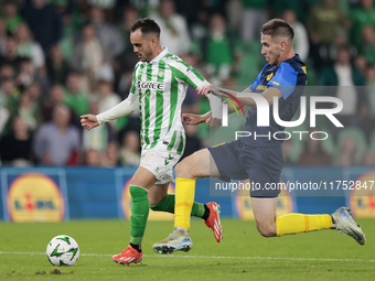 Juanmi of Real Betis runs with the ball during the UEFA Conference League 2024/25 League Phase MD3 match between Real Betis and NK Celje at...