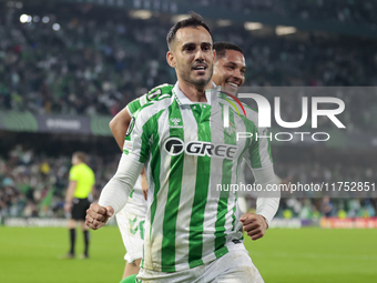 Juanmi of Real Betis celebrates a goal during the UEFA Conference League 2024/25 League Phase MD3 match between Real Betis and NK Celje at B...