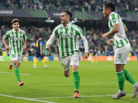 Juanmi of Real Betis celebrates a goal during the UEFA Conference League 2024/25 League Phase MD3 match between Real Betis and NK Celje at B...