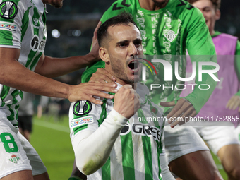 Juanmi of Real Betis celebrates a goal during the UEFA Conference League 2024/25 League Phase MD3 match between Real Betis and NK Celje at B...