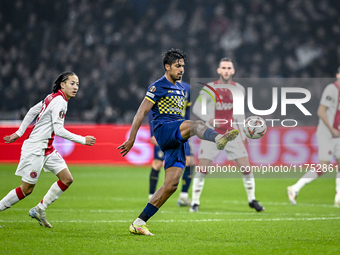 Maccabi Tel Aviv midfielder Dor Peretz plays during the match between Ajax and Maccabi Tel Aviv at the Johan Cruijff ArenA for the UEFA Euro...